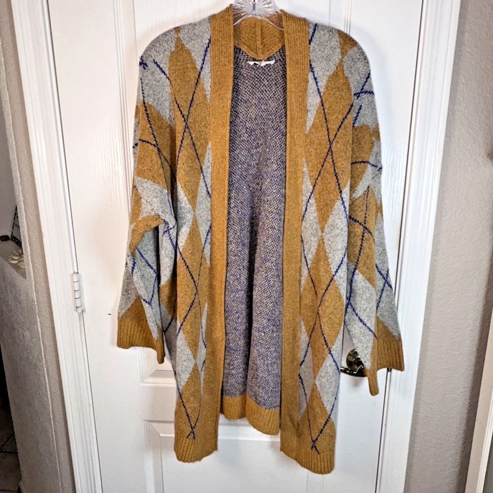 Eassel‎ Gold Argon Style Long Cardigan Women's Large NWOT Cotton Acrylic Blend